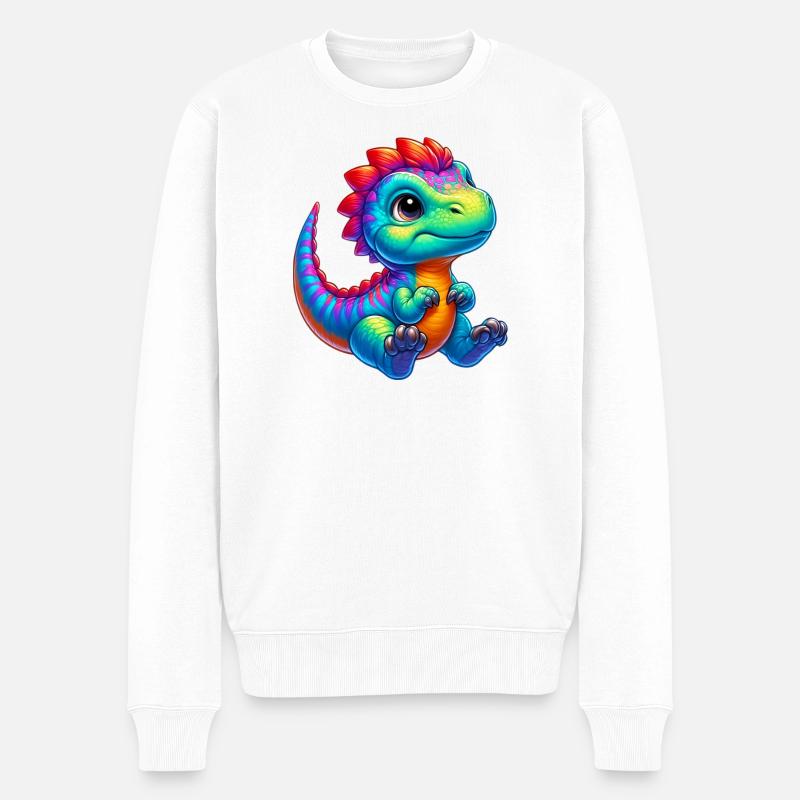 Dinosaurier - Männer Premium Bio Pullover - Weiß