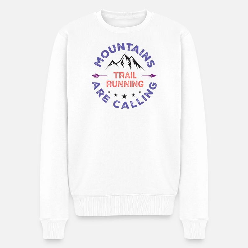 Trailrunning - Berge rufen - Männer Premium Bio Pullover - Weiß