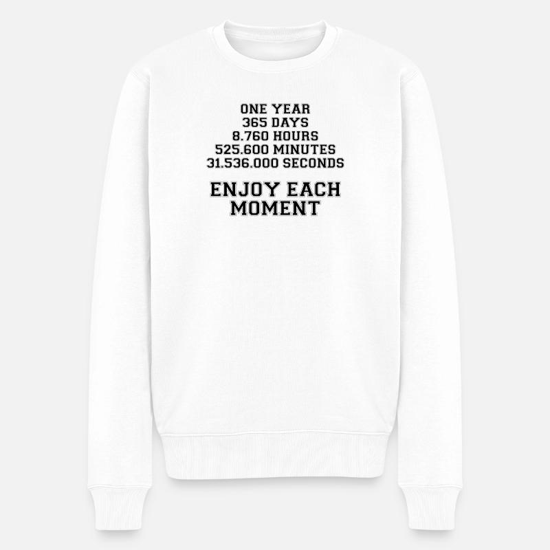 Den Moment genießen. Zeit als Element des Lebens. - Männer Premium Bio Pullover - Weiß