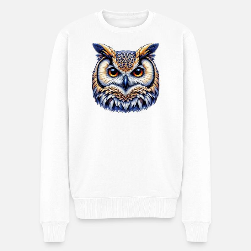 Eule - Männer Premium Bio Pullover - Weiß