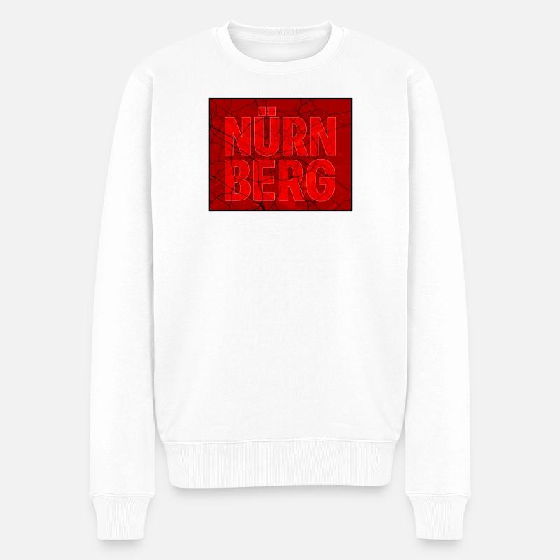 Nürnberg Konturen Rot - Männer Premium Bio Pullover - Weiß