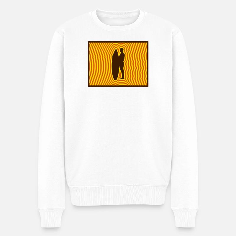 Surf Silhouette – Énergie rétro des vagues - Pull Premium bio Homme - blanc