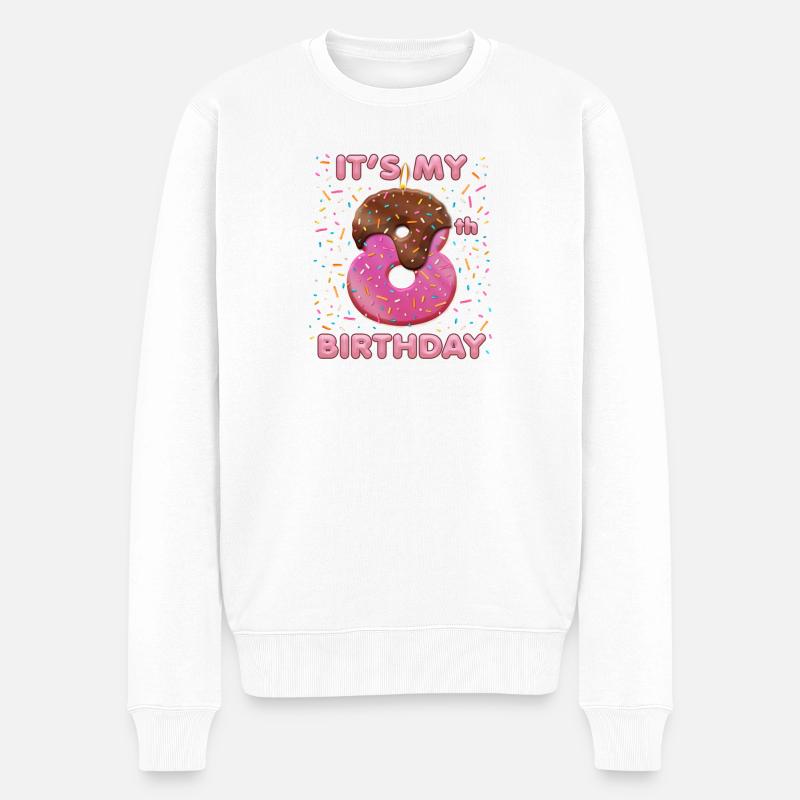 Mein 8. Geburtstag Donut - Männer Premium Bio Pullover - Weiß