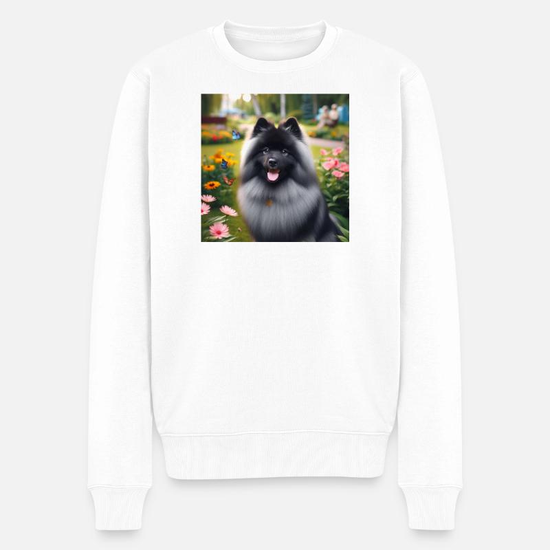Wolspitz Keeshond - Männer Premium Bio Pullover - Weiß