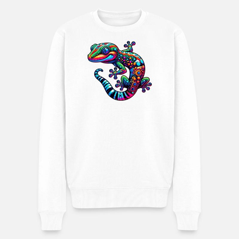 Gecko - Männer Premium Bio Pullover - Weiß