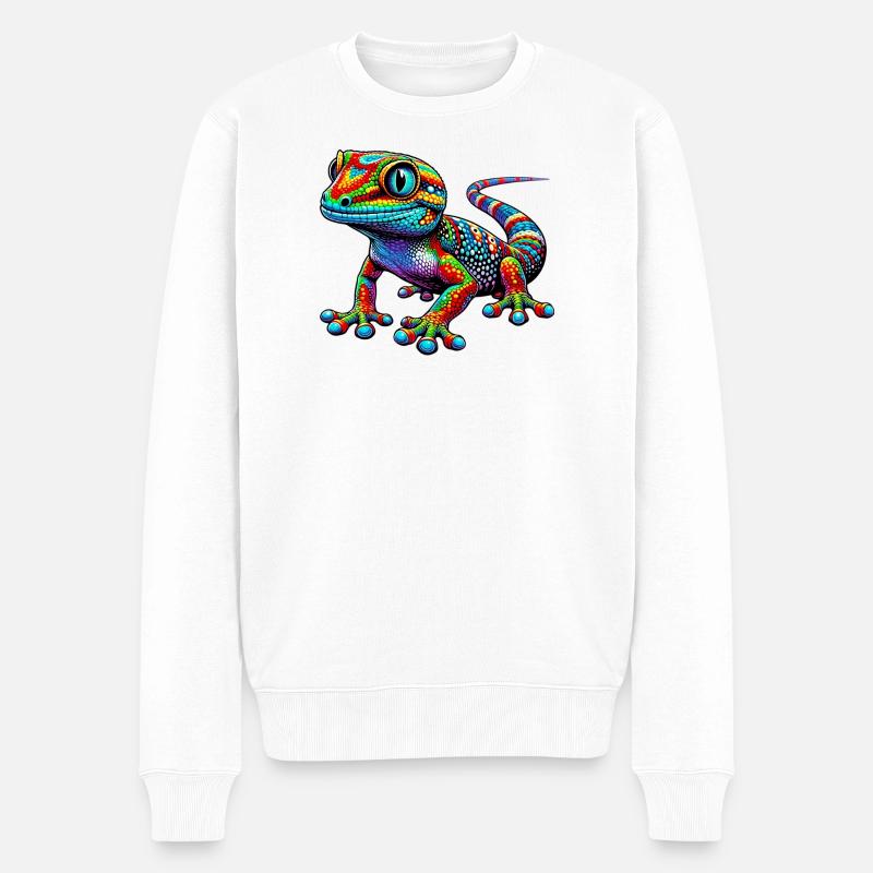 Gecko - Männer Premium Bio Pullover - Weiß