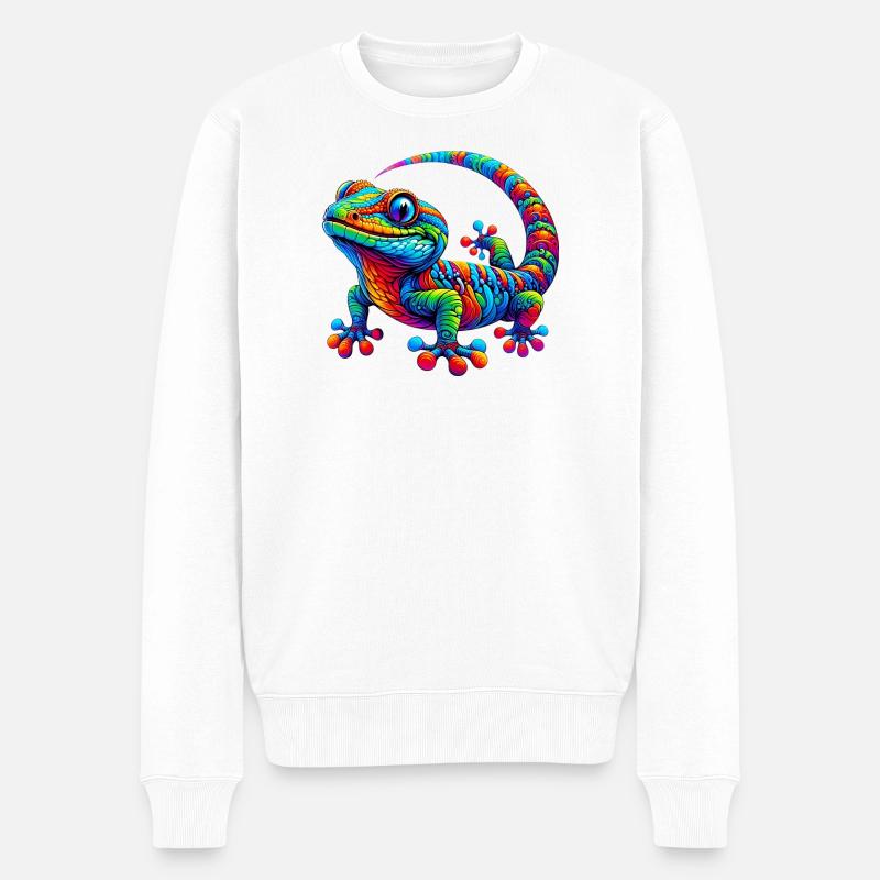 Gecko - Männer Premium Bio Pullover - Weiß