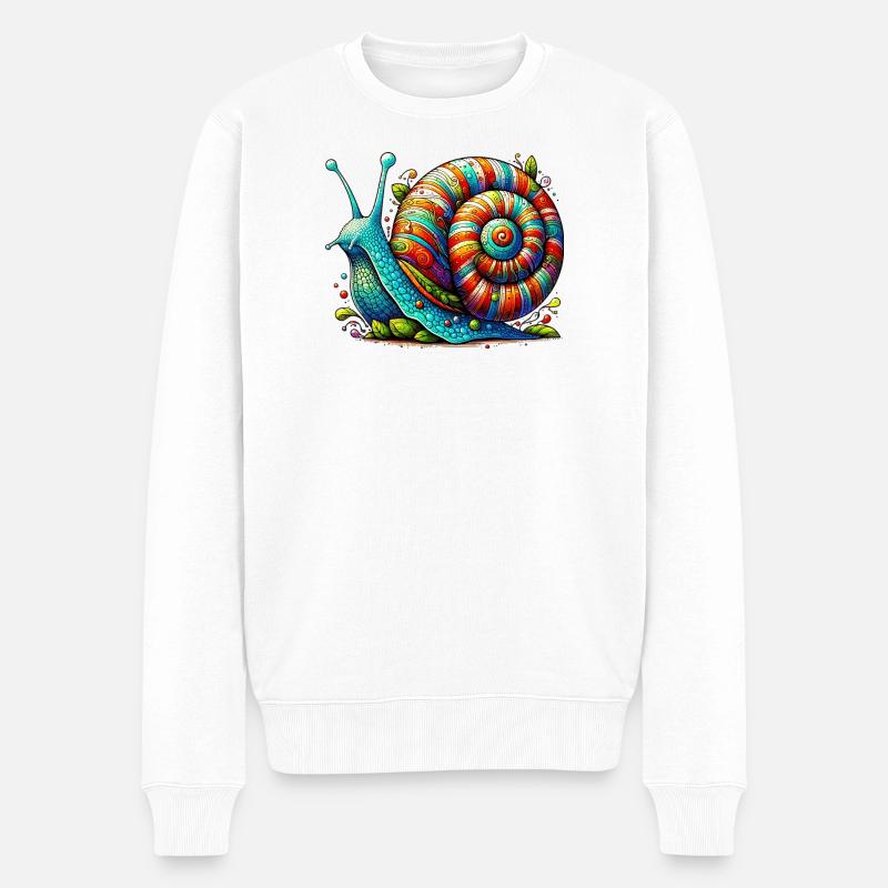 Schnecke - Männer Premium Bio Pullover - Weiß