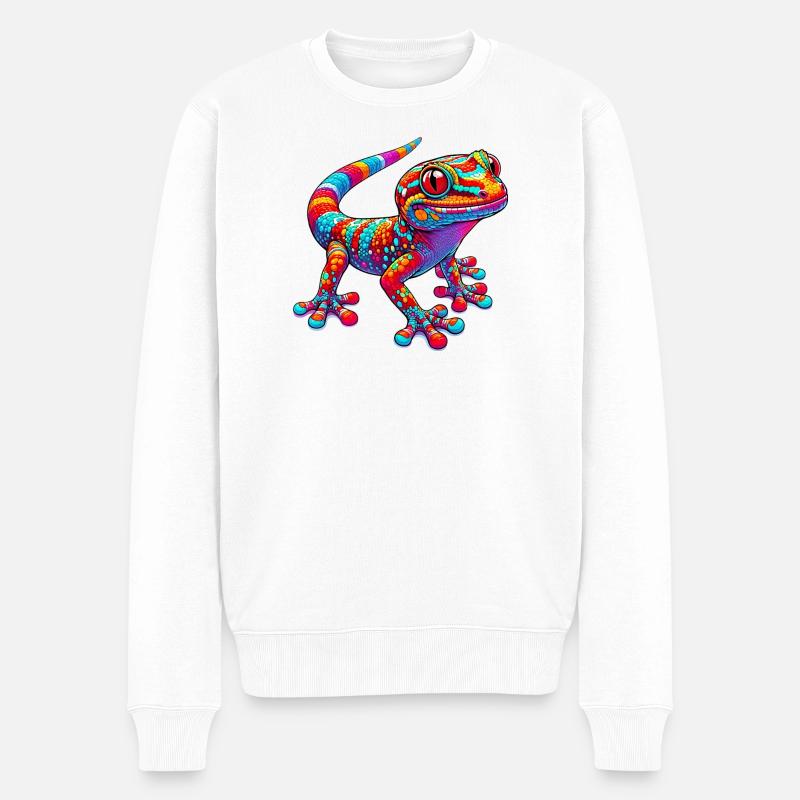 Gecko - Männer Premium Bio Pullover - Weiß