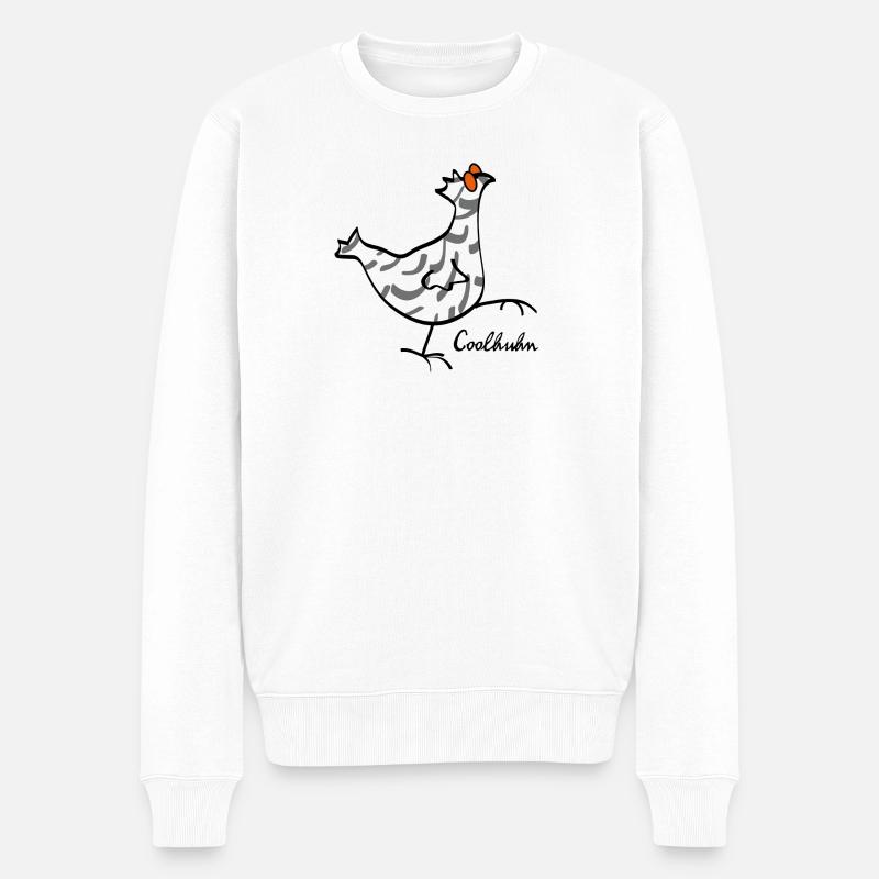 RIKELS Cool-Huhn - Männer Premium Bio Pullover - Weiß