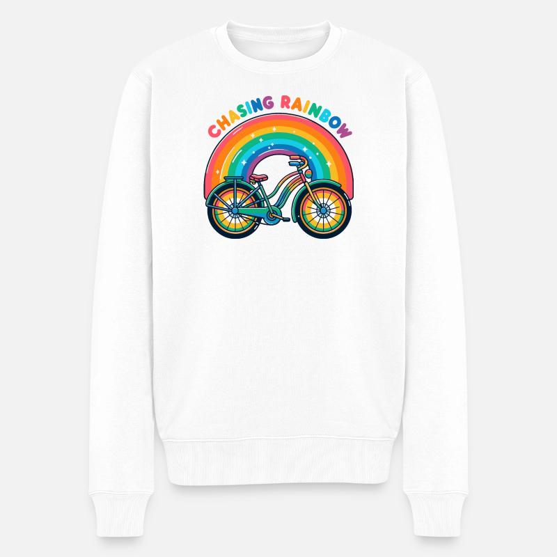 Conception de vélo Chasing Rainbow - Pull Premium bio Homme - blanc