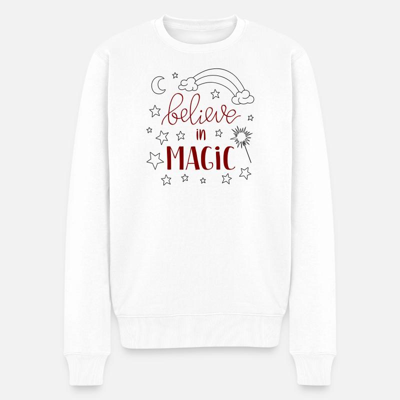 believe in Magic - Männer Premium Bio Pullover - Weiß