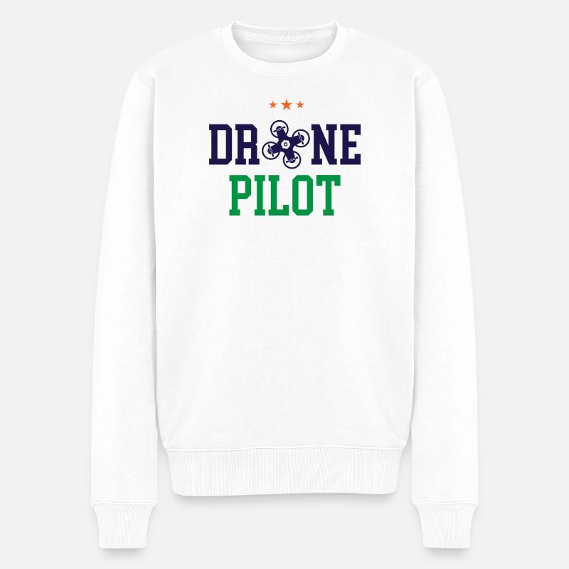 Drohnen-Pilot - Männer Premium Bio Pullover - Weiß