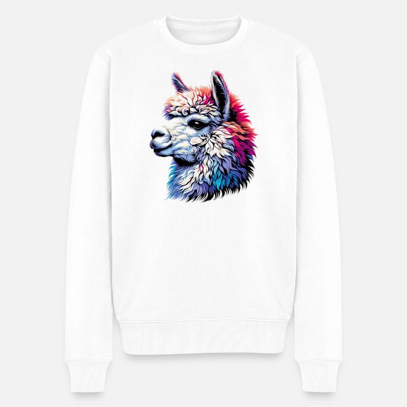 Alpaka - Männer Premium Bio Pullover - Weiß
