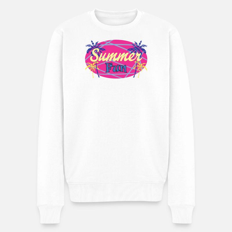 SUMMER FUN MIT PALMEN - Männer Premium Bio Pullover - Weiß