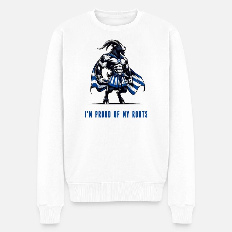 Ich bin stolz auf meine Wurzeln Griechenland - Männer Premium Bio Pullover - Weiß