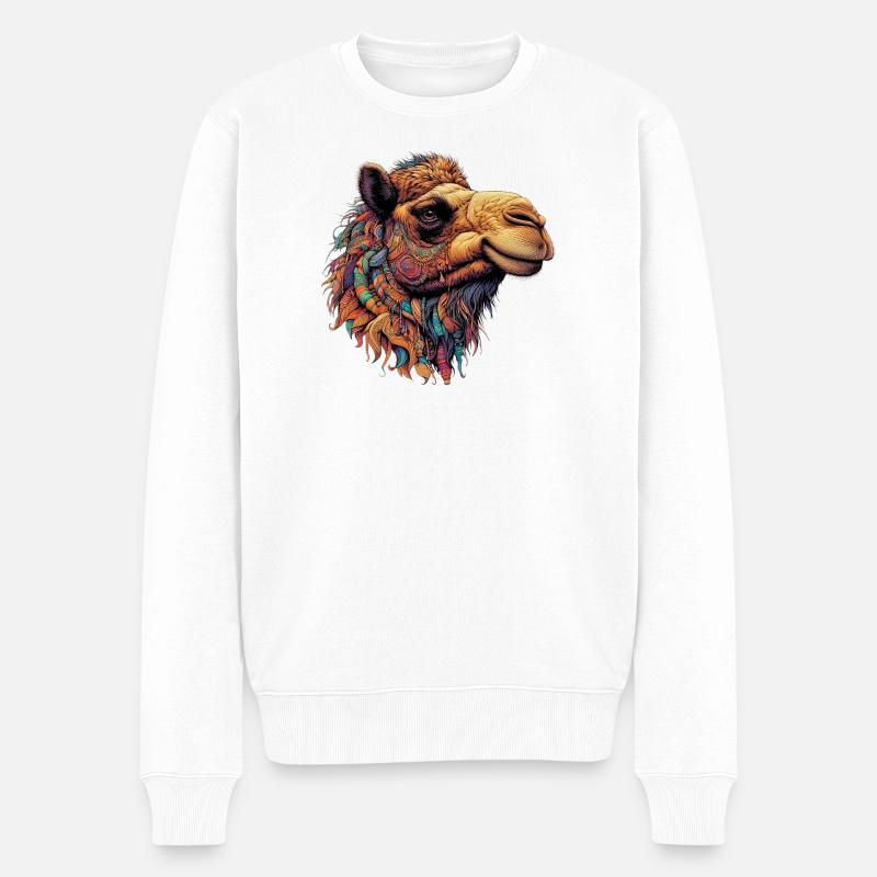 Kamel - Männer Premium Bio Pullover - Weiß