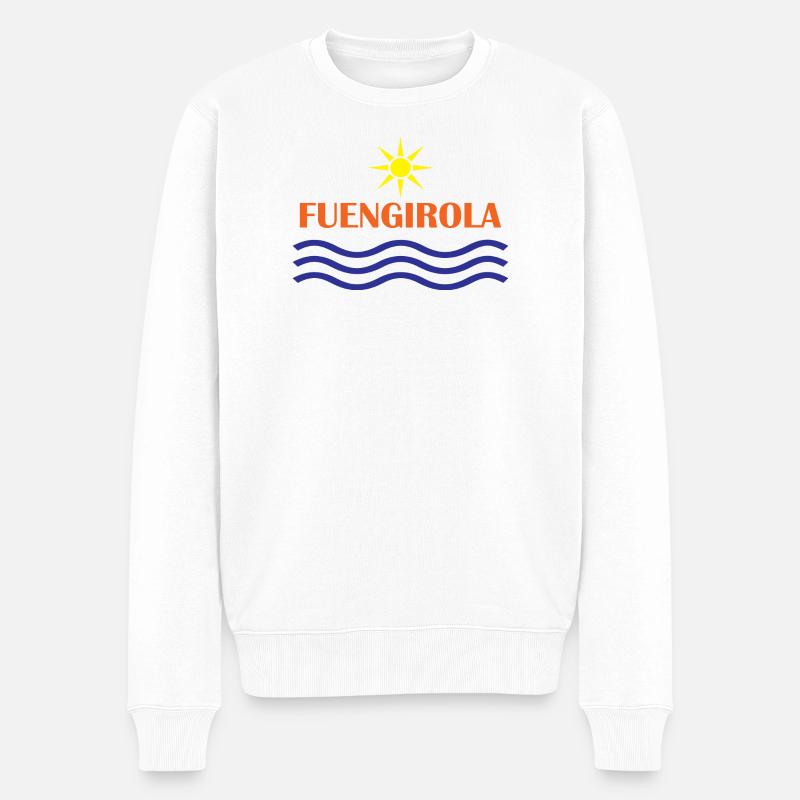 Fungirola Sonnen- und Wellendesign - Männer Premium Bio Pullover - Weiß