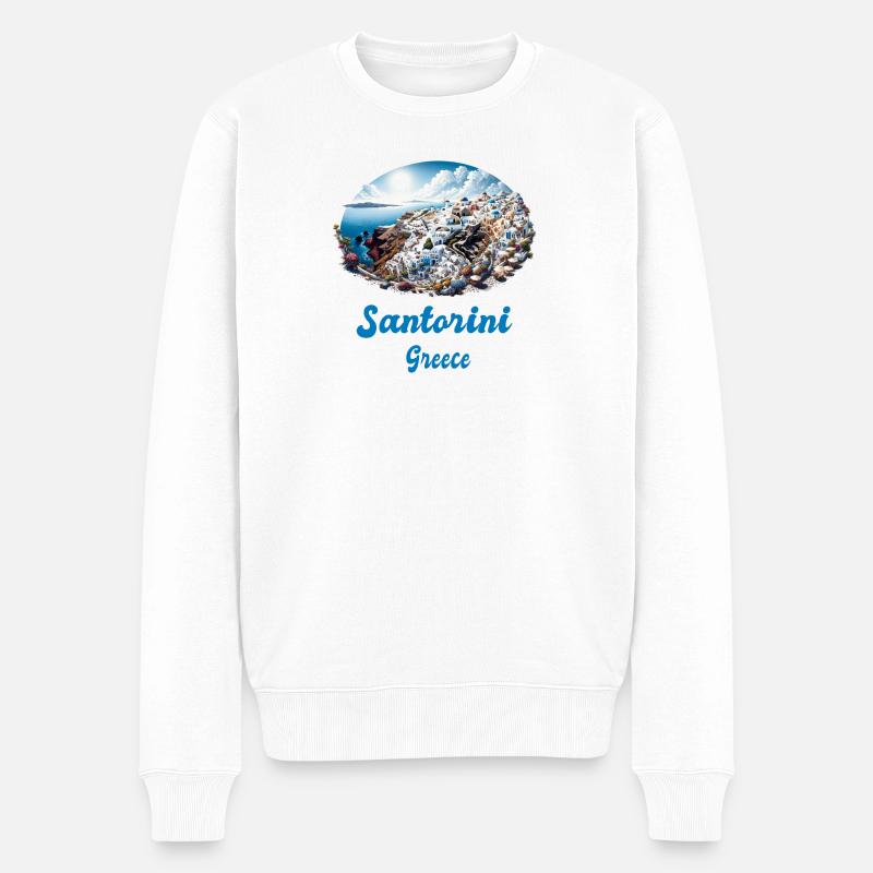 Santorini Griechenland Reisen Vulkan Akrotiri - Männer Premium Bio Pullover - Weiß