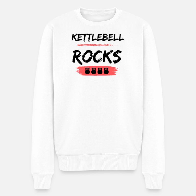 Kettlebell ROCKS Shirts - Männer Premium Bio Pullover - Weiß
