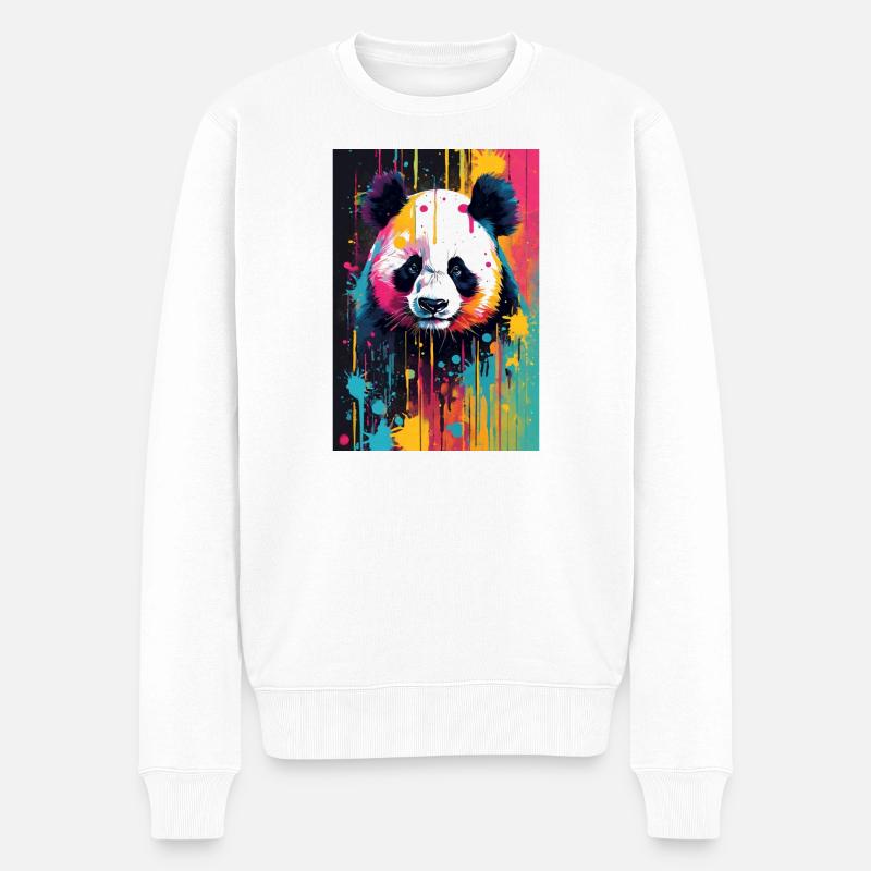 Explosion de Couleur Panda - Pull Premium bio Homme - blanc