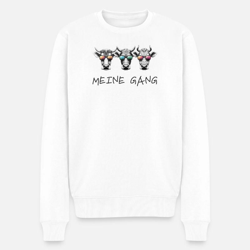 meine gang kuh bauernhof tiere bäurin landleben - Männer Premium Bio Pullover - Weiß