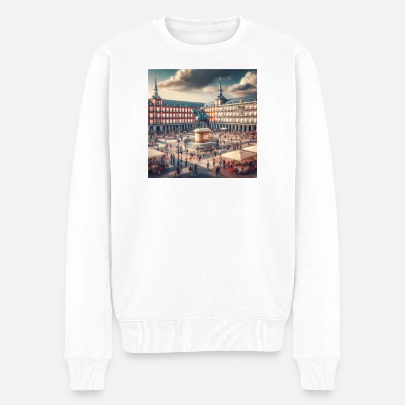 Plaza Mayor à Madrid - Pull Premium bio Homme - blanc