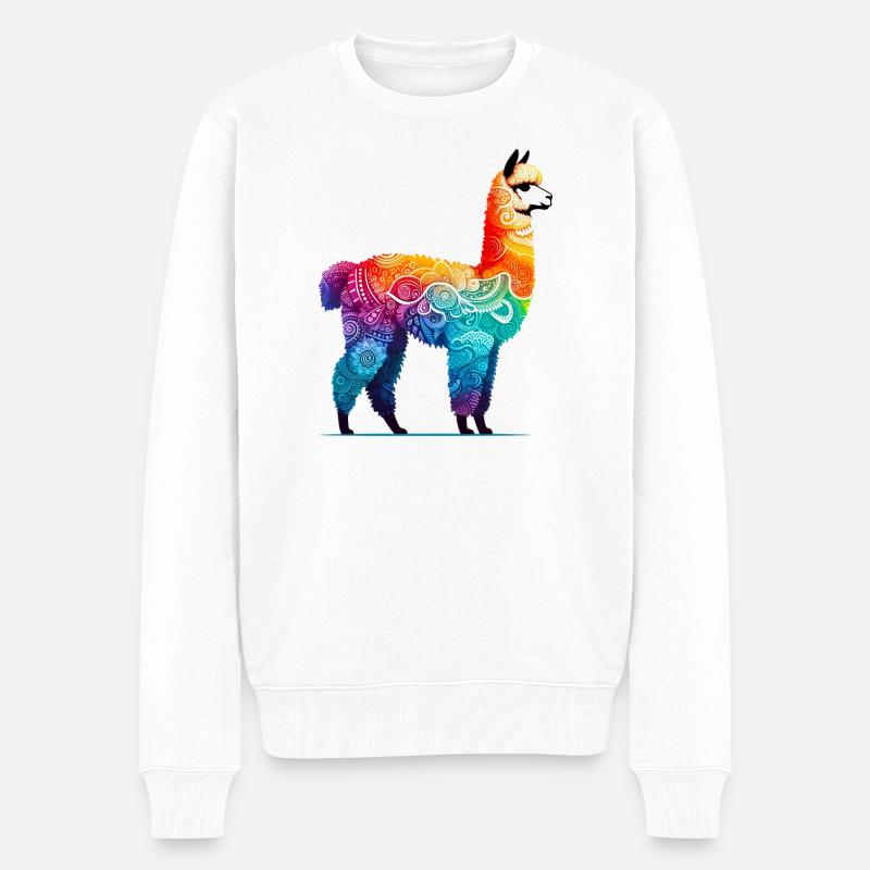 Alpaka - Männer Premium Bio Pullover - Weiß