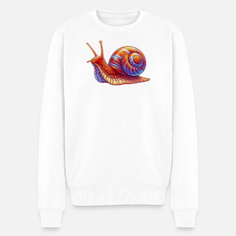Schnecke - Männer Premium Bio Pullover - Weiß