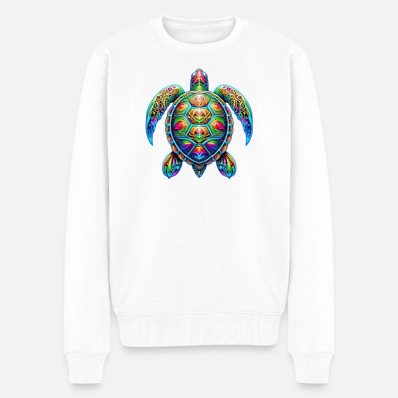 Schildkröte - Männer Premium Bio Pullover - Weiß