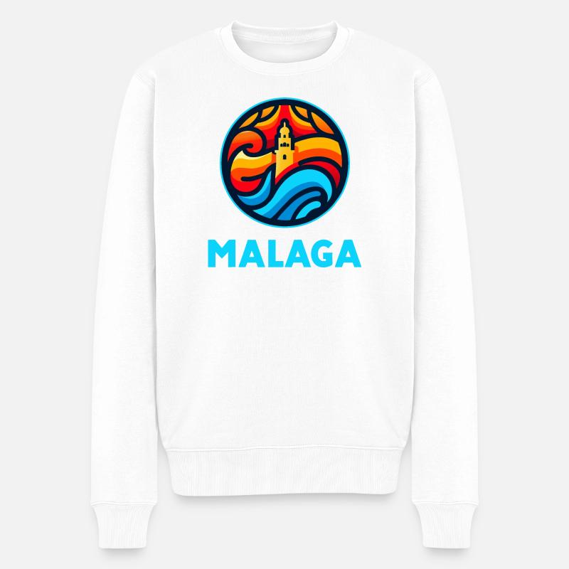 Malaga 3 (dunkel) - Männer Premium Bio Pullover - Weiß