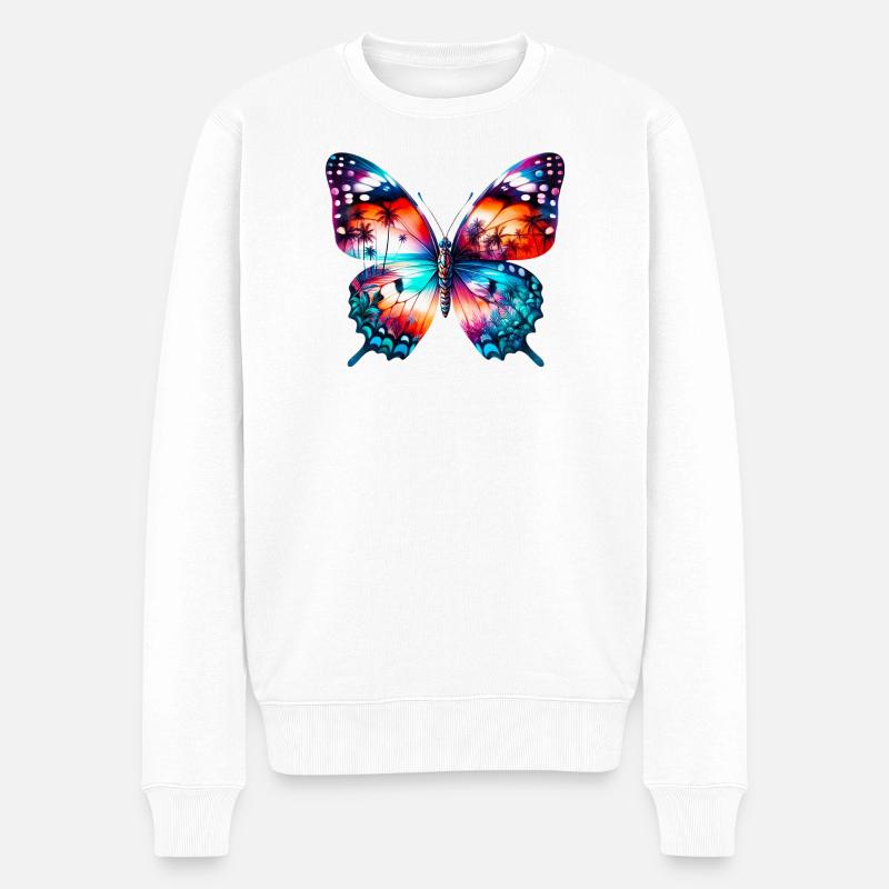 Schmetterling - Männer Premium Bio Pullover - Weiß