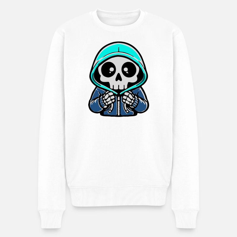 Skelett Hoodie Neon Blau - Männer Premium Bio Pullover - Weiß