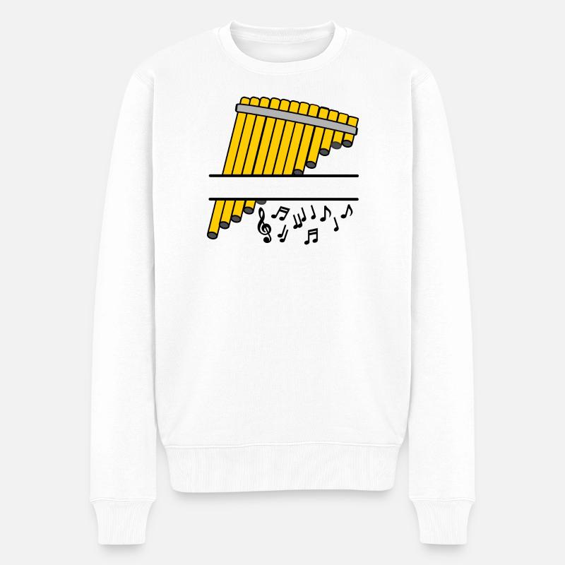Flûte de Pan bambou nom bannière - Pull Premium bio Homme - blanc