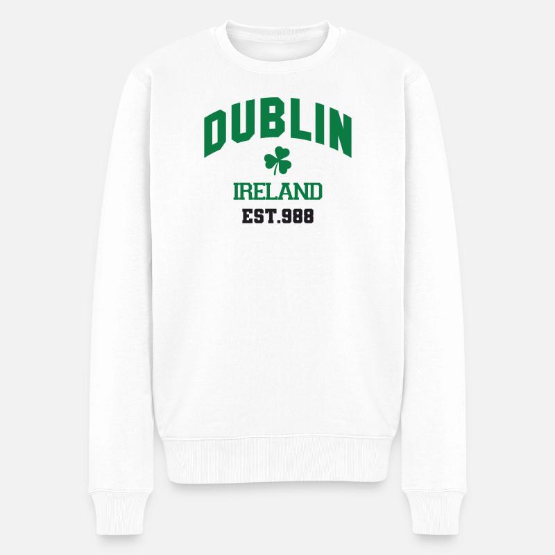 Dublin - Irland - Männer Premium Bio Pullover - Weiß