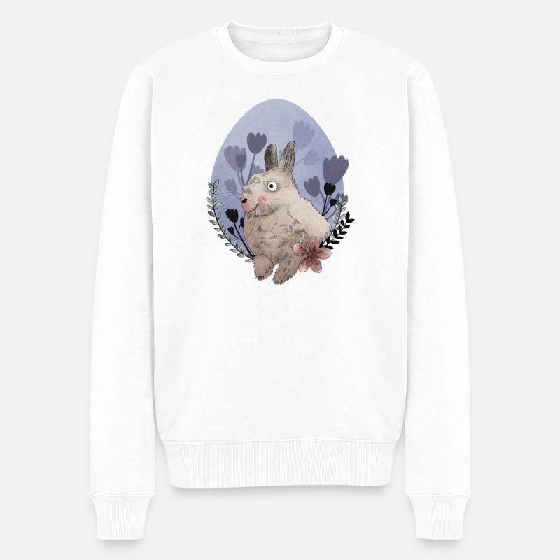 Osterhase Illustration - Männer Premium Bio Pullover - Weiß