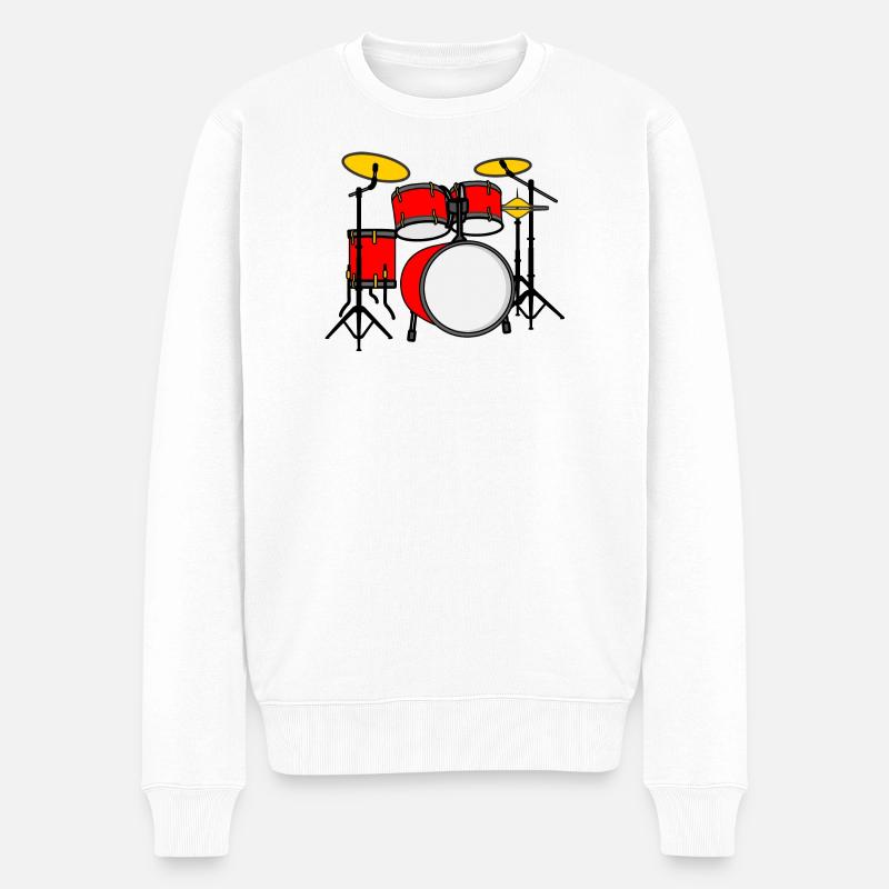 Kit de batterie logo rouge - Pull Premium bio Homme - blanc