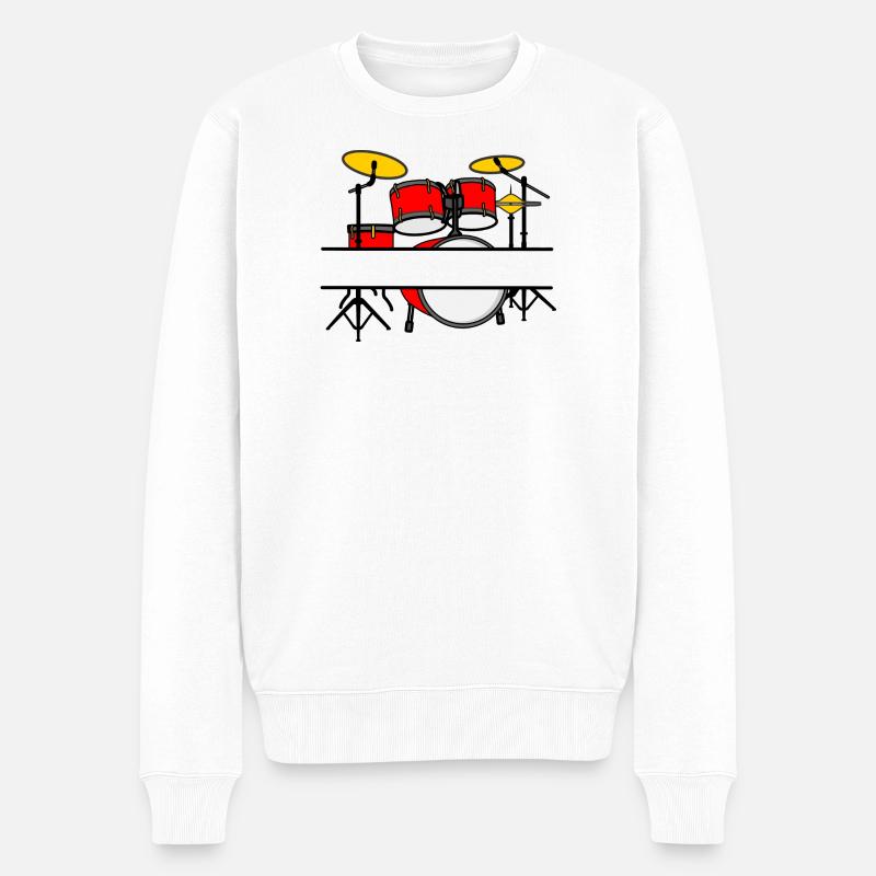 Nom du kit de batterie Bannière Logo Rouge - Pull Premium bio Homme - blanc