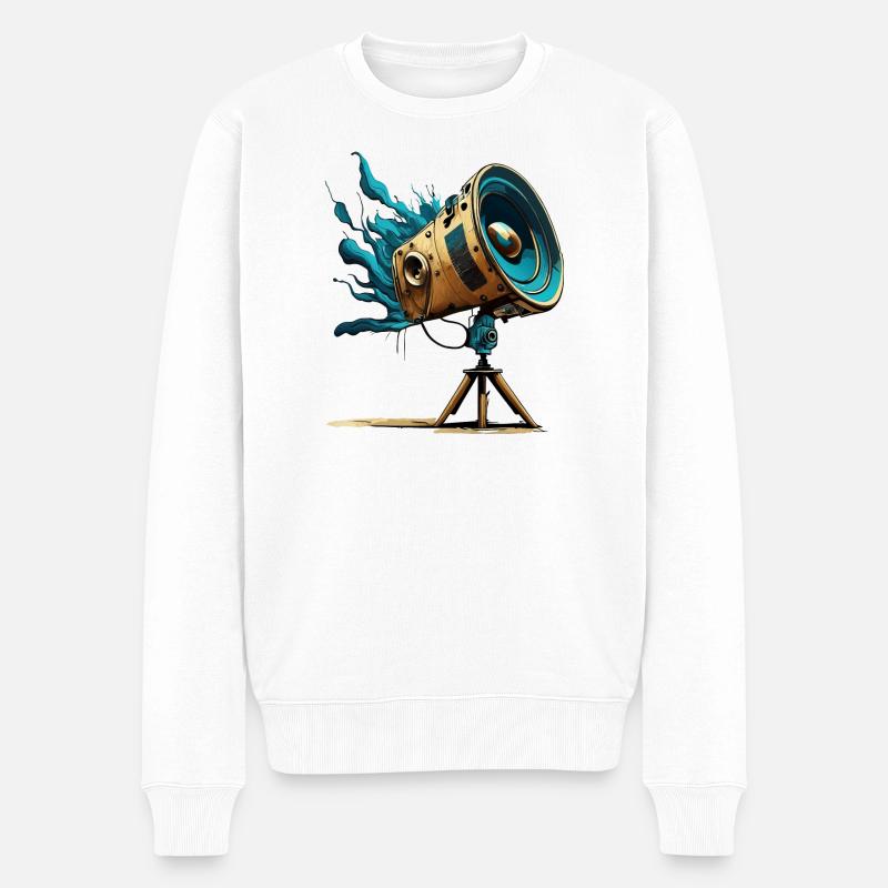Retro Teleskop Lautsprecher - Männer Premium Bio Pullover - Weiß