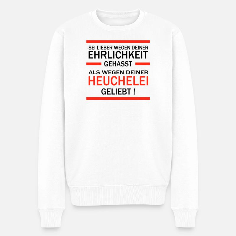 Ehrlichkeit und Heuchelei - Männer Premium Bio Pullover - Weiß