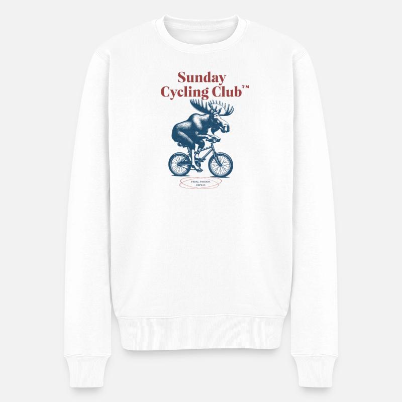 Sunday Cycling Club Elch - Männer Premium Bio Pullover - Weiß