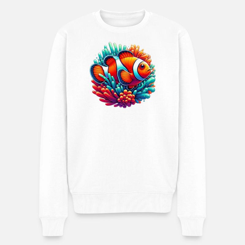 Clownfisch - Männer Premium Bio Pullover - Weiß