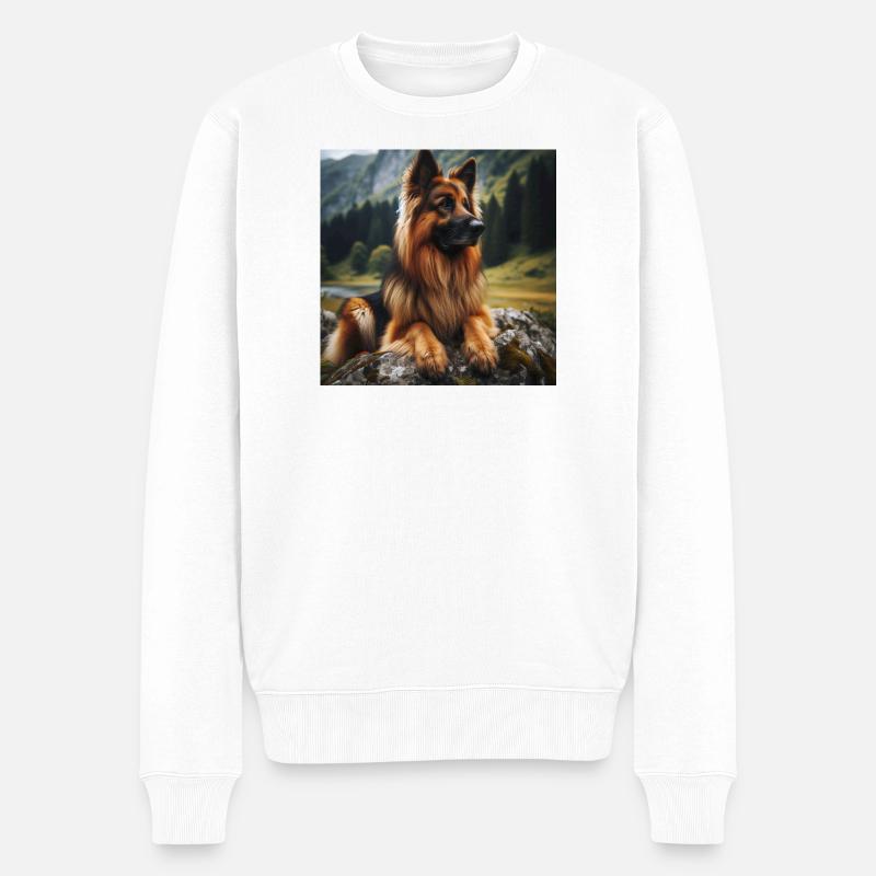Deutscher Schäferhund Kunst - Männer Premium Bio Pullover - Weiß