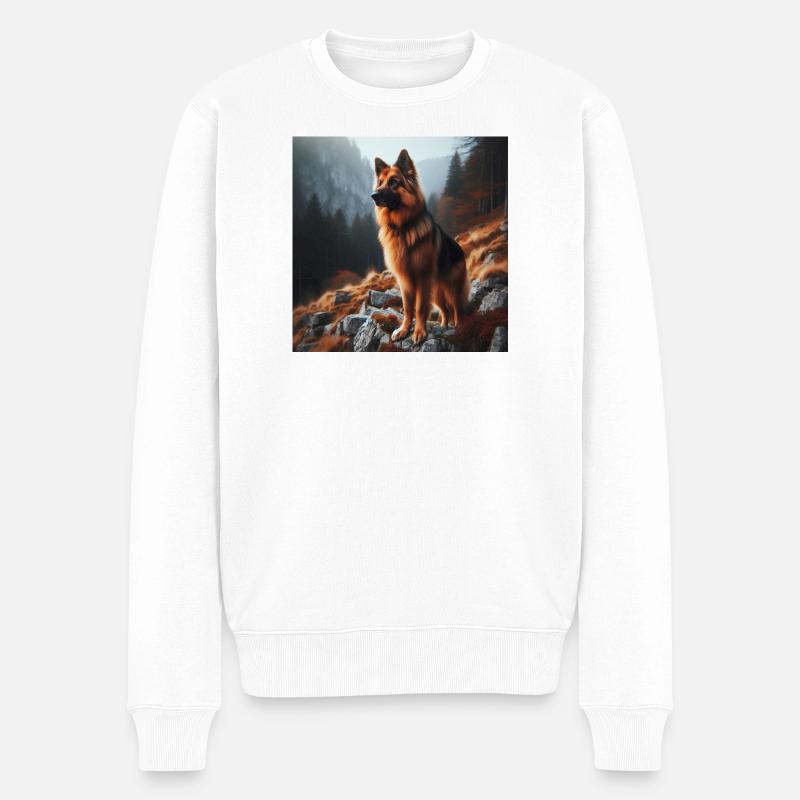 Deutscher Schäferhund Kunst - Männer Premium Bio Pullover - Weiß