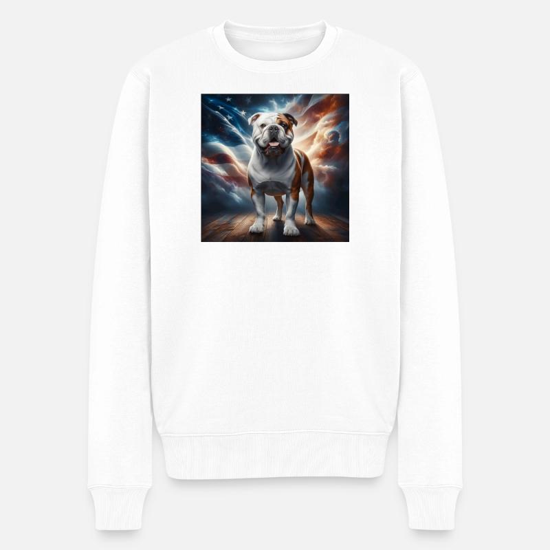 Bulldogge - Männer Premium Bio Pullover - Weiß