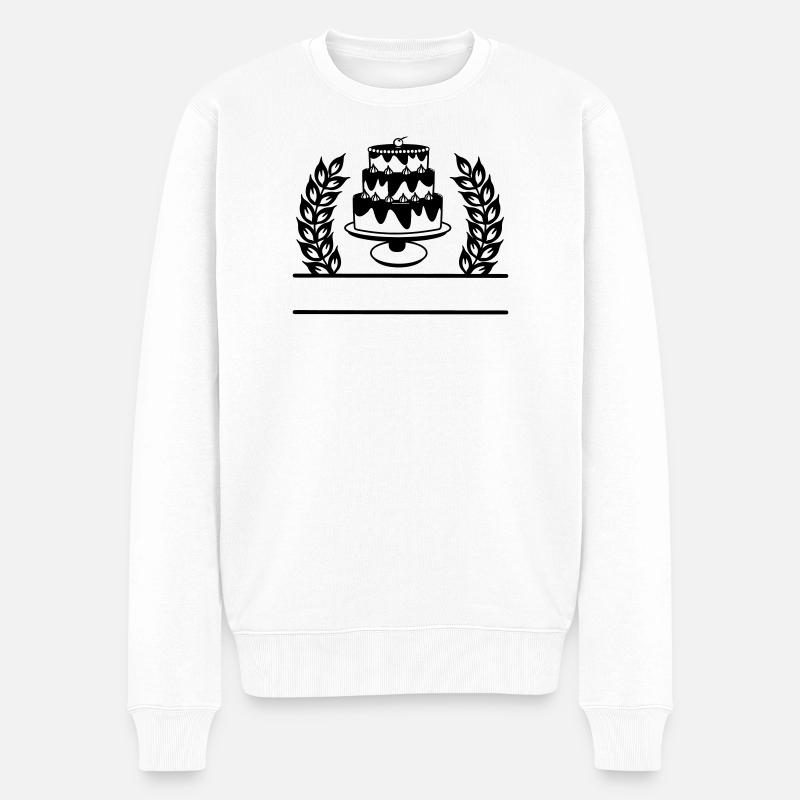 Getreidekranz mit Kuchennamensbanner - Männer Premium Bio Pullover - Weiß
