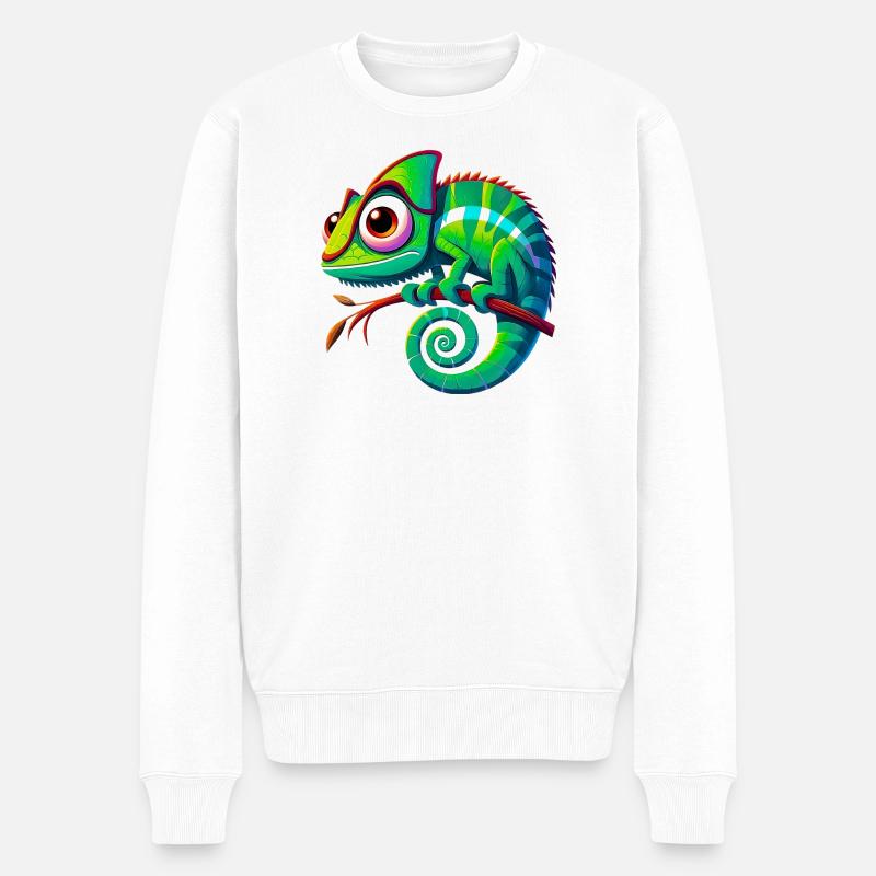 Chamäleon - Männer Premium Bio Pullover - Weiß