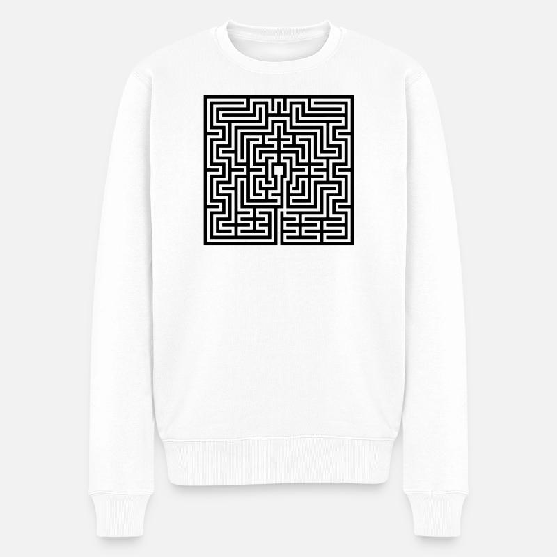 Labyrinth - Männer Premium Bio Pullover - Weiß