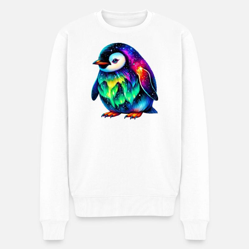 Aurora Borealis Pinguin - Männer Premium Bio Pullover - Weiß