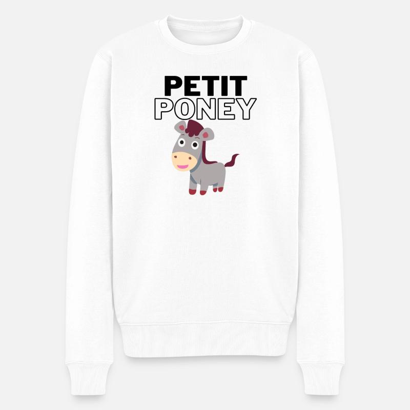 Kleines Pony - Männer Premium Bio Pullover - Weiß